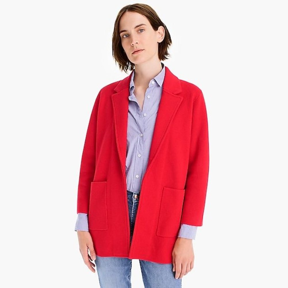 J.Crew Sophie open-front sweater-blazer in RED/ BRIGHT CERISE  SMALL J0244